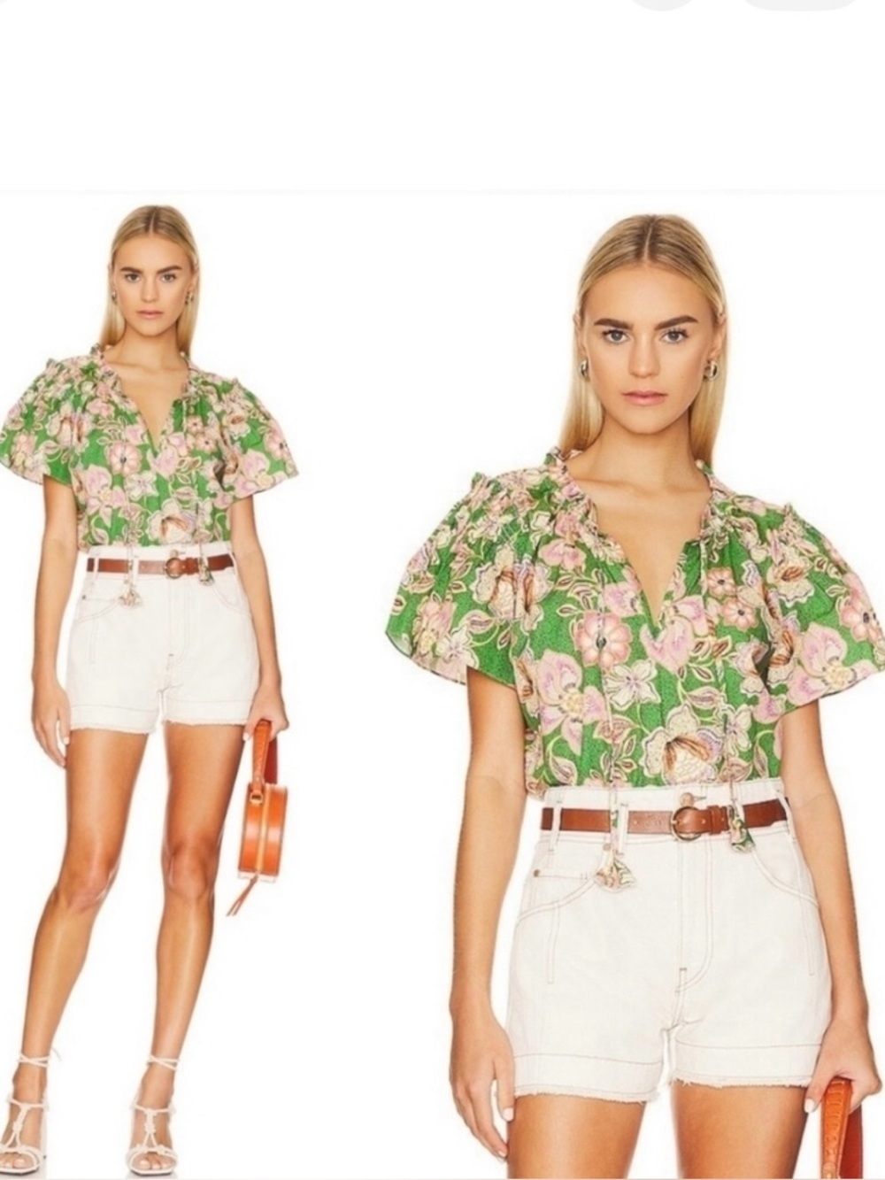 MISA Los Angeles Suparna Ruffle Tassel Kelly Blossoms Top Size X-Small NWT